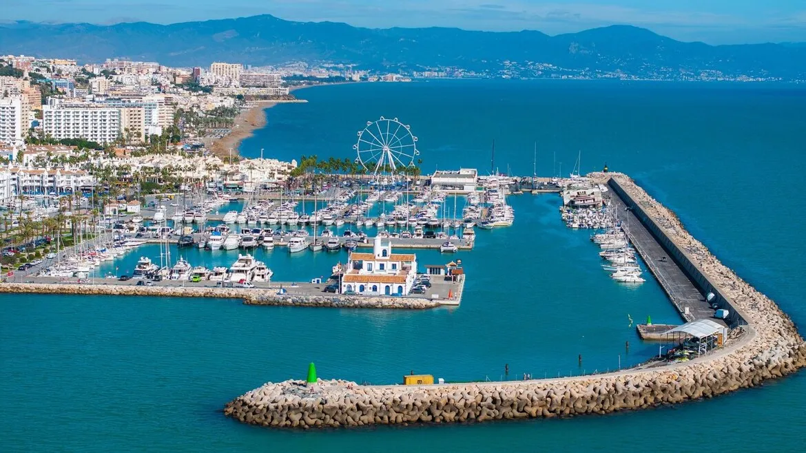 Benalmádena's marina and beach seen from above