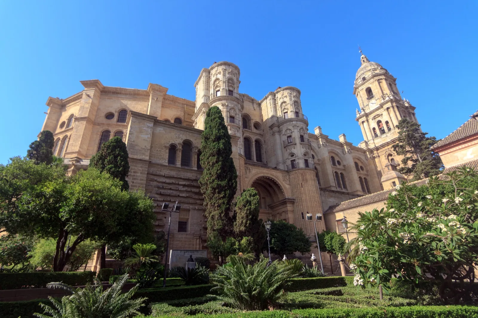 Málaga cathedral and old town seen from the Alcazaba